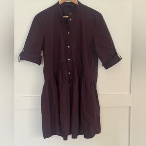 Zara Women's Short Sleeve Maroon Button Down Dress